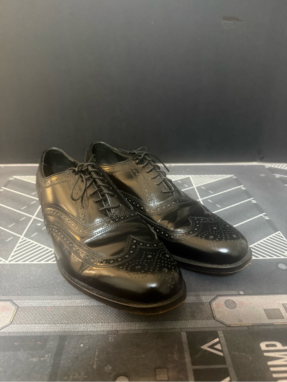 Florsheim Black Leather Brogue Wingtip Oxfords